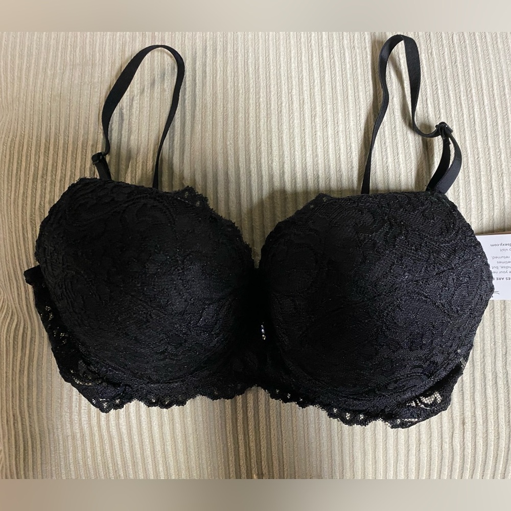 Black lacy demi bra.